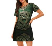 CNTDBU Celtic Knot XL Womens Sleepwear-Short Sleeve Loose Nightdress Black