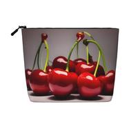 CNTDBU Chilean cherries Hemp Texture Makeup Bag - Waterproof Large Cosmetic Organizer Pouch for Travel Toiletries & Daily Essentials