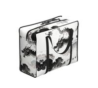 CNTDBU Chinese Style Patterns Heavy Duty Shopping Tote Bag-Waterproof Reusable Grocery Bag With Zip, Foldable Storage Bag For Travel Picnic