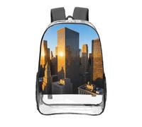 CNTDBU City patten Clear Backpack 16 Inch Heavy Duty-Stadium Approved Transparent PVC Bookbag, Reinforced Bottom Travel Daypack Unisex
