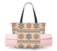 CNTDBU Classic Snowflake Pattern Women's Yoga Bag-Large Gym Tote with Yoga Mat Holder, Lightweight Shoulder Bag for Workout Travel Beach