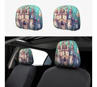 CNTDBU Classical castle Car Headrest Cover 2 Pack-Stretchable Soft Seat Cushion Protector for Cars, Universal Fit Headrest Covers for Truck SUV