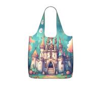 CNTDBU Classical castle Packaway Shopping Tote-Lightweight Reusable Foldable Bag for Groceries, 25L Travel Rucksack with Drawstring for Work Gym