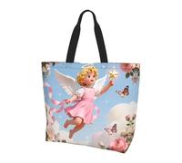 CNTDBU Clever Angel Large Shoulder Tote Bag for Women-Lightweight Waterproof Shopping Bag, Reusable Grocery Tote with Inner Pocket for Work Travel