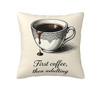 CNTDBU Coffee keeps you going Double Sided Plush Cushion Cover-Soft Cozy Square Pillow Case with Hidden Zip, Decorative Throw Pillow Cover for Bed Sofa Car