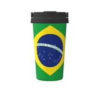 CNTDBU Coffee Stays Hot for Hours-Brazilian Flag 500ml Insulated Travel Mug with Handle, Leak Proof Stainless Steel Thermal Cup