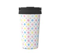 CNTDBU Coffee Stays Hot for Hours-Dot Flower Seamless 500ml Insulated Travel Mug with Handle, Leak Proof Stainless Steel Thermal Cup