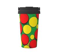 CNTDBU Coffee Stays Hot for Hours-Dot Repeat 500ml Insulated Travel Mug with Handle, Leak Proof Stainless Steel Thermal Cup