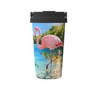 CNTDBU Coffee Stays Hot for Hours-Flamingos in The Forest 500ml Insulated Travel Mug with Handle, Leak Proof Stainless Steel Thermal Cup