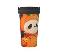 CNTDBU Coffee Stays Hot for Hours-Halloween Pumpkin Panda 500ml Insulated Travel Mug with Handle, Leak Proof Stainless Steel Thermal Cup