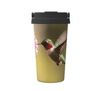 CNTDBU Coffee Stays Hot for Hours-Hummingbird Flower Feed 500ml Insulated Travel Mug with Handle, Leak Proof Stainless Steel Thermal Cup