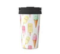 CNTDBU Coffee Stays Hot for Hours-Ice Cream Paradise 500ml Insulated Travel Mug with Handle, Leak Proof Stainless Steel Thermal Cup
