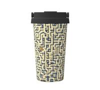 CNTDBU Coffee Stays Hot for Hours-Labyrinth Treasure Map 500ml Insulated Travel Mug with Handle, Leak Proof Stainless Steel Thermal Cup