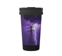 CNTDBU Coffee Stays Hot for Hours-Power Tower Lightning 500ml Insulated Travel Mug with Handle, Leak Proof Stainless Steel Thermal Cup