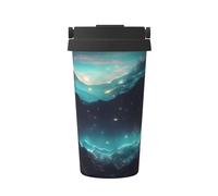 CNTDBU Coffee Stays Hot for Hours-Science Fiction Stars 500ml Insulated Travel Mug with Handle, Leak Proof Stainless Steel Thermal Cup