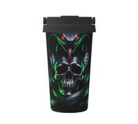 CNTDBU Coffee Stays Hot for Hours-Snake Skull Deadly 500ml Insulated Travel Mug with Handle, Leak Proof Stainless Steel Thermal Cup