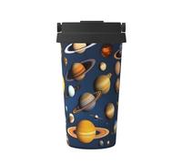 CNTDBU Coffee Stays Hot for Hours-Solar System Planets 500ml Insulated Travel Mug with Handle, Leak Proof Stainless Steel Thermal Cup