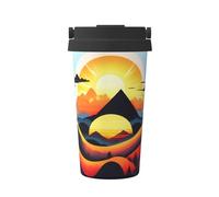 CNTDBU Coffee Stays Hot for Hours-Sunrise Mountain 500ml Insulated Travel Mug with Handle, Leak Proof Stainless Steel Thermal Cup