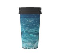CNTDBU Coffee Stays Hot for Hours-The Deep Blue Sea 500ml Insulated Travel Mug with Handle, Leak Proof Stainless Steel Thermal Cup