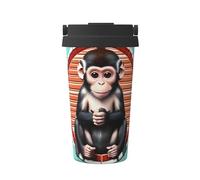 CNTDBU Coffee Stays Hot for Hours-The Silent Monkey 500ml Insulated Travel Mug with Handle, Leak Proof Stainless Steel Thermal Cup