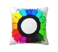 CNTDBU Colored crayon circles Double Sided Plush Cushion Cover-Soft Cozy Square Pillow Case with Hidden Zip, Decorative Throw Pillow Cover for Bed Sofa Car