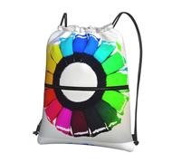 CNTDBU Colored crayon circles Drawstring Backpack with Zip-Waterproof Lightweight Daypack for Gym Sports, Adjustable Cinch Bag for Travel Hiking