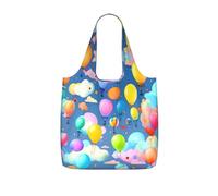 CNTDBU Colorful Balloons Packaway Shopping Tote-Lightweight Reusable Foldable Bag for Groceries, 25L Travel Rucksack with Drawstring for Work Gym