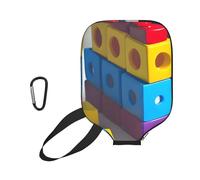 CNTDBU Colorful Building Blocks Pickleball Paddle Cover-Neoprene Paddle Case with Mesh Pocket, Carabiner for Gym Bag