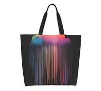 CNTDBU Colorful rainbow rain Large Capacity Shoulder Tote Bag for Women â€“ Water-Resistant Polyester Shopper for Shopping Work Daily Use