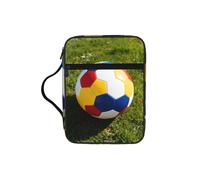 CNTDBU Colorful Soccer Patterns Bible Study Tote Bag With Handles -Water-Resistant Organiser For Church Travel, Pen Holder Tablet Pocket Journal Cover Case