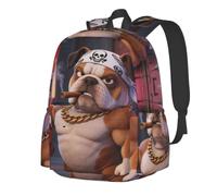 CNTDBU cool Bulldog Lightweight Casual Backpack for Adults-Large Capacity Travel Daypack with Padded Straps, Water Resistant Commuter Bag
