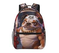 CNTDBU cool Bulldog Lightweight Casual Rucksack for Adults-Large Capacity Travel Daypack with Padded Straps, Water Resistant Commuter Bag