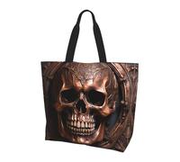 CNTDBU copper-colored skull Large Shoulder Tote Bag for Women-Lightweight Waterproof Shopping Bag, Reusable Grocery Tote with Inner Pocket for Work Travel