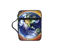 CNTDBU Cosmic Earth Bible Study Tote Bag With Handles -Water-Resistant Organiser For Church Travel, Pen Holder Tablet Pocket Journal Cover Case