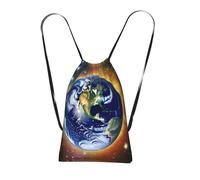 CNTDBU Cosmic Earth Foldable Drawstring Rucksack-Lightweight Packable Reusable Shopping Bag for Travel, Compact Pocket Sling Backpack for Camping Gym