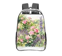 CNTDBU Country Garden Clear Backpack 16 Inch Heavy Duty-Stadium Approved Transparent PVC Bookbag, Reinforced Bottom Travel Daypack Unisex