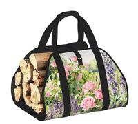 CNTDBU Country Garden Firewood Carrier Bag-Heavy Duty Canvas Log Tote, Waterproof Wood Hauler with Padded Handles