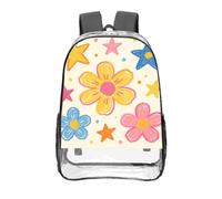 CNTDBU Crayon Doodle Art Clear Backpack 16 Inch Heavy Duty-Stadium Approved Transparent PVC Bookbag, Reinforced Bottom Travel Daypack Unisex