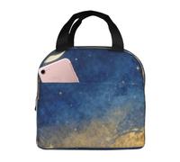 CNTDBU Crescent Moon Stars Insulated Lunch Bag-Thermal Cooler Tote with Foil Lining, Waterproof Lunch Box for Work