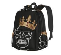CNTDBU Crown Skull Flat Lightweight Casual Backpack for Adults-Large Capacity Travel Daypack with Padded Straps, Water Resistant Commuter Bag
