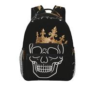 CNTDBU Crown Skull Flat Lightweight Casual Rucksack for Adults-Large Capacity Travel Daypack with Padded Straps, Water Resistant Commuter Bag