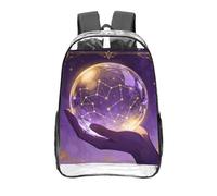 CNTDBU Crystal Ball Stars Clear Backpack 16 Inch Heavy Duty-Stadium Approved Transparent PVC Bookbag, Reinforced Bottom Travel Daypack Unisex