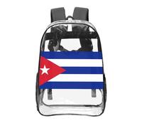 CNTDBU Cuban flag Clear Backpack 16 Inch-Transparent PVC Stadium Approved Bag, Custom All-Over Print Front Pocket, Lightweight Travel Daypack Unisex