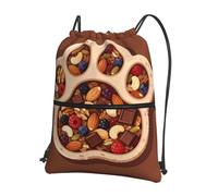 CNTDBU Cute bear paw Drawstring Backpack with Zip-Waterproof Lightweight Daypack for Gym Sports, Adjustable Cinch Bag for Travel Hiking