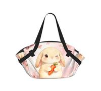 CNTDBU Cute bunny 2-in-1 Picnic Blanket Bag-Foldable Waterproof Round Mat for Beach Park, Portable Camping Tote with Storage Pockets for Outdoor Adventures