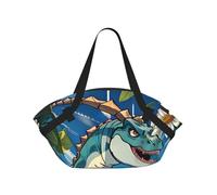 CNTDBU Cute Dinosaur 2-in-1 Picnic Blanket Bag-Foldable Waterproof Round Mat for Beach Park, Portable Camping Tote with Storage Pockets for Outdoor Adventures