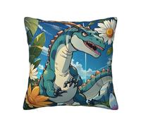 CNTDBU Cute Dinosaur Double Sided Plush Cushion Cover-Soft Cozy Square Pillow Case with Hidden Zip, Decorative Throw Pillow Cover for Bed Sofa Car