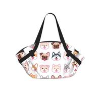 CNTDBU Cute dog head 2-in-1 Picnic Blanket Bag-Foldable Waterproof Round Mat for Beach Park, Portable Camping Tote with Storage Pockets for Outdoor Adventures