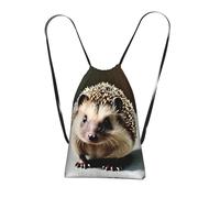 CNTDBU Cute hedgehog Foldable Drawstring Rucksack-Lightweight Packable Reusable Shopping Bag for Travel, Compact Pocket Sling Backpack for Camping Gym