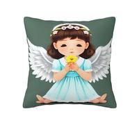 CNTDBU Cute little angel Double Sided Plush Cushion Cover-Soft Cozy Square Pillow Case with Hidden Zip, Decorative Throw Pillow Cover for Bed Sofa Car